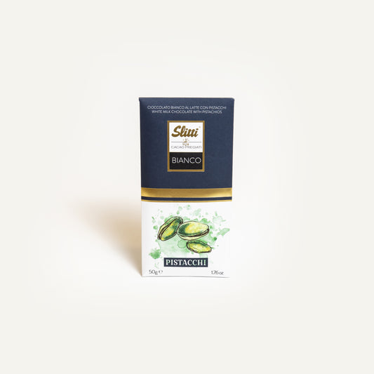 White Chocolate Bar with chopped Pistachios from Bronte